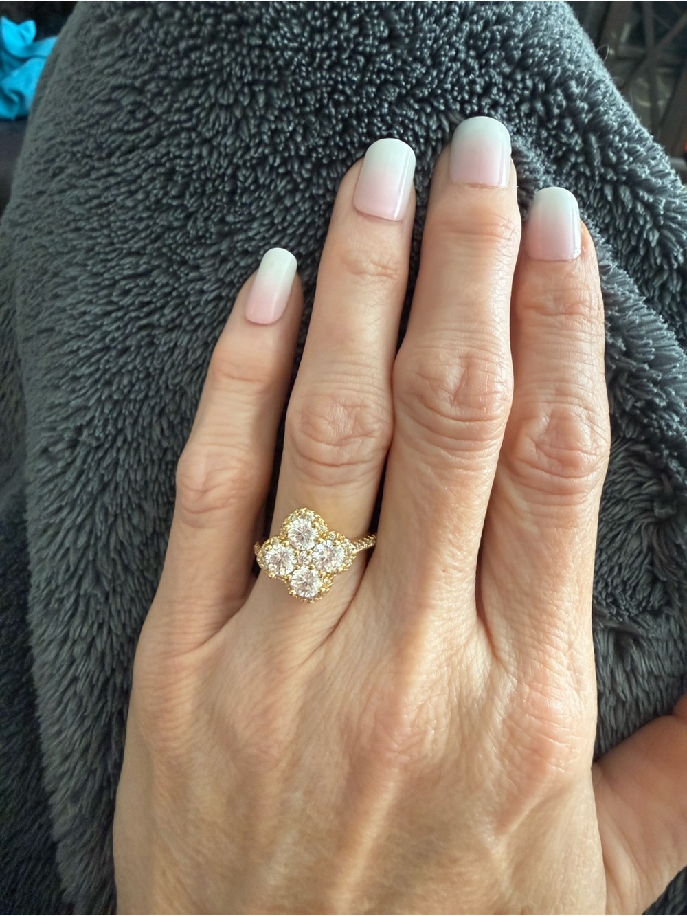 Gold Clover Mossainte Cluster Statement Ring - Women Jewelry